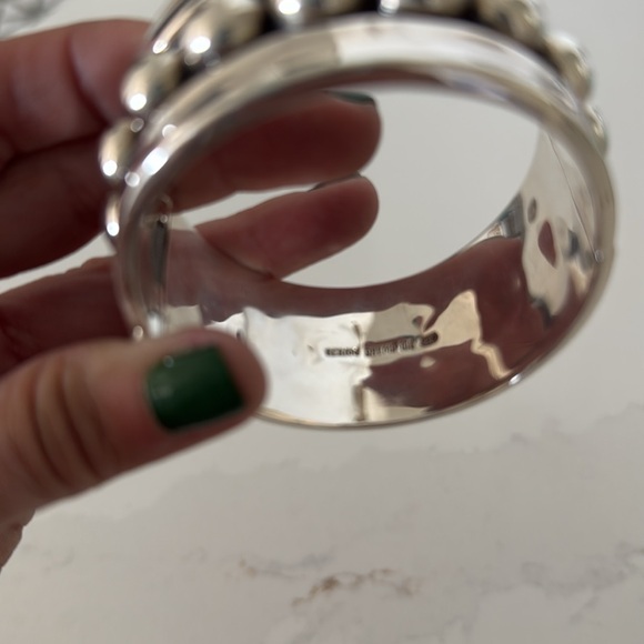 CHUNKY TAXCO SILVER BEADED HINGED
BANGLE authentic sterling silver 925 - Picture 4 of 4